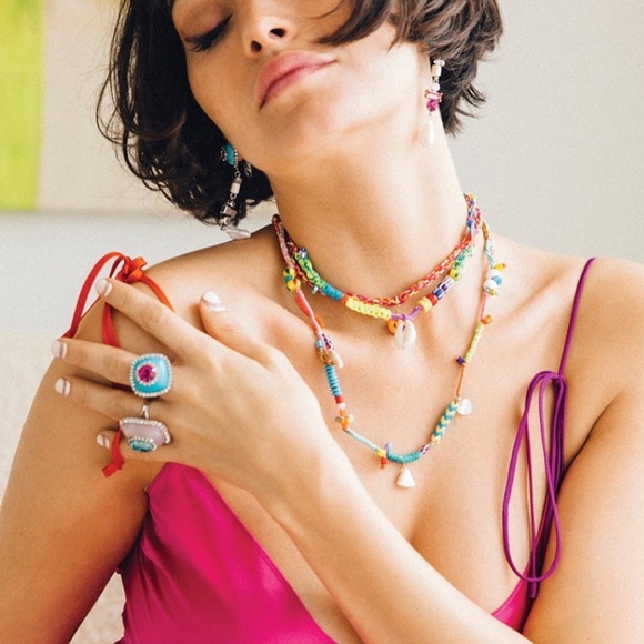 Dannijo Pink Midi Slip with Multi Colored Straps - Picture 2 of 9